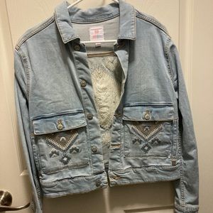 LuLaRoe Kenny Denim Jacket with Embroidery